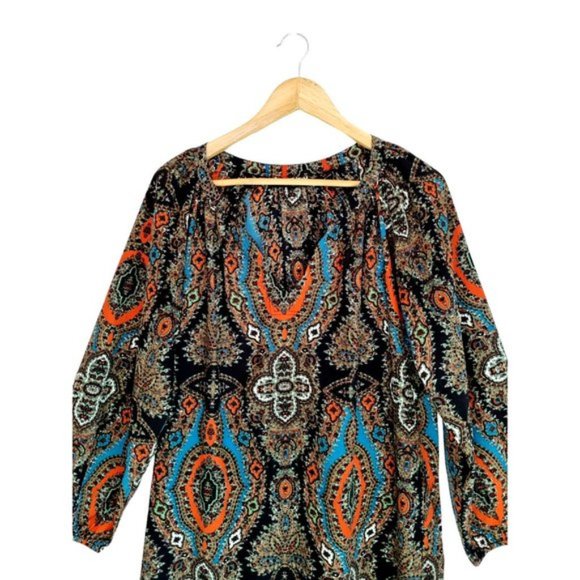 Ellis & Dewey Black Label Mandala Long Sleeve Midi Dress - Size M - Picture 2 of 6